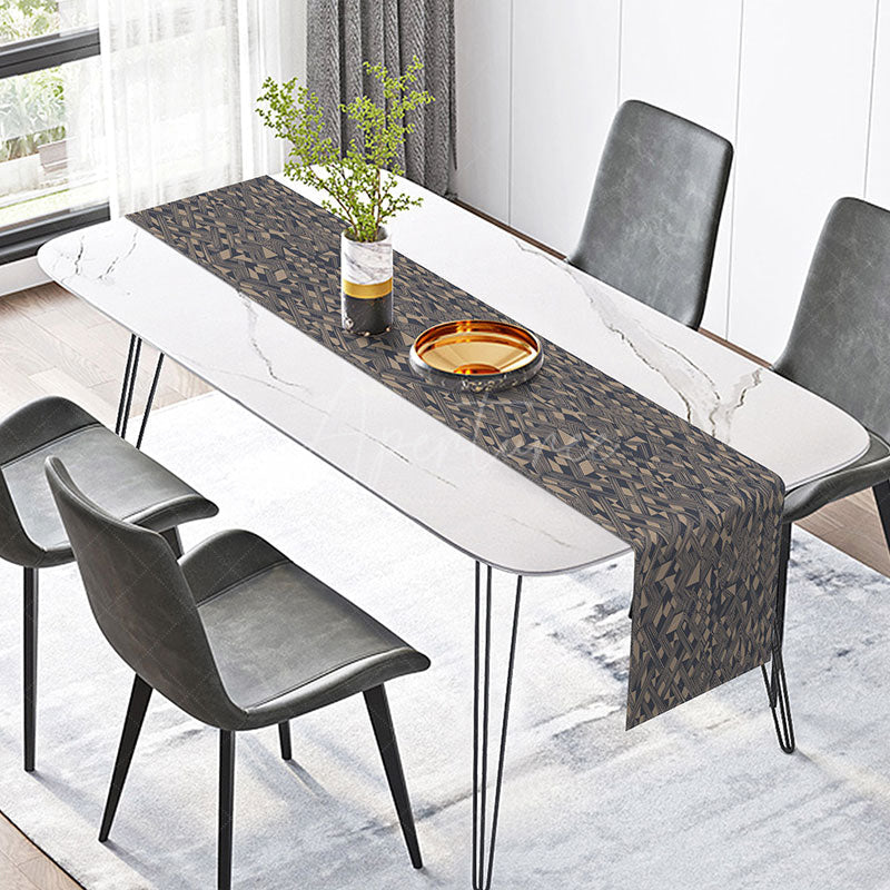 Aperturee - Aperturee Elegant Geometric Shapes Table Runner Repetitive Modern Abstract Pattern Minimalist Black and White Kitchen