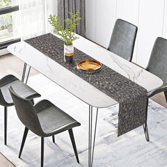 Aperturee - Aperturee Elegant Geometric Shapes Table Runner Repetitive Modern Abstract Pattern Minimalist Black and White Kitchen