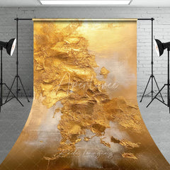 Aperturee - Aperturee Elegant Gold and Silver Abstract Textured Sweep Backdrop Luxurious Metallic Photo Studio Background Prop