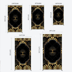 Aperturee - Aperturee Elegant Gold Art Deco Fan Rectangle Backdrop Luxury Black and Gold Gatsby Style Party Cover