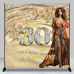 Aperturee - Aperturee Elegant Gold Custom Name Photo 30th Birthday Backdrop