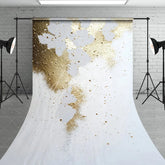 Aperturee - Aperturee Elegant Gold Glitter and White Abstract Sweep Backdrop Modern Party Photography Decor