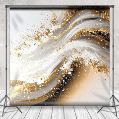 Aperturee - Aperturee Elegant Gold Glitter Swirl Photography Backdrop Modern Abstract Art for Party Decor