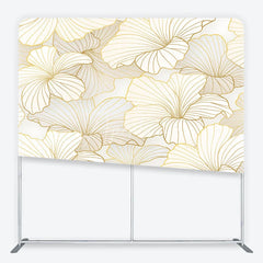 Aperturee - Aperturee Elegant Golden Floral Square Double-Sided Backdrop Cream White Abstract Petals for Luxurious Event Decor