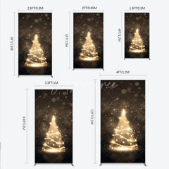Aperturee - Aperturee Elegant Golden Glitter Sparkling Christmas Tree Rectangle Arch Backdrop Festive Holiday Party Decor