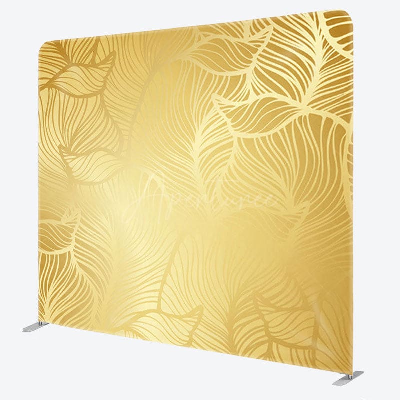 Aperturee - Aperturee Elegant Golden Leaf Carving Fabric Backdrop Cover