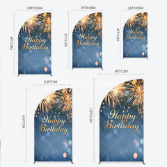Aperturee - Aperturee Elegant Golden Sparkling Happy Birthday Half Moon Arch Backdrop Festive Celebration Party Decor
