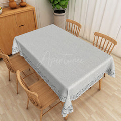 Aperturee - Aperturee Elegant Gray Leaf Rectangle Tablecloth for Neutral Botanical and Modern Farmhouse Dining Decor