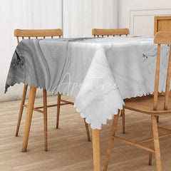 Aperturee - Aperturee Elegant Gray Marble Rectangle Tablecloth with Gradient Effect for Modern and Luxury Dining Room Decor