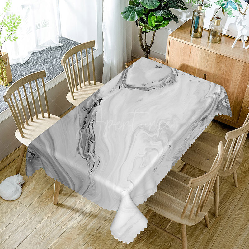 Aperturee - Aperturee Elegant Gray Marble Rectangle Tablecloth with Gradient Effect for Modern and Luxury Dining Room Decor