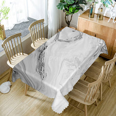 Aperturee - Aperturee Elegant Gray Marble Rectangle Tablecloth with Gradient Effect for Modern and Luxury Dining Room Decor