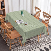 Aperturee - Aperturee Elegant Green Geometric Rectangle Tablecloth Simple Modern Pattern Farmhouse Kitchen Dining Table Decor