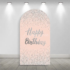 Aperturee - Aperturee Elegant Happy Birthday Arch Backdrop Sparkling Glitter Dust Party Celebration Background