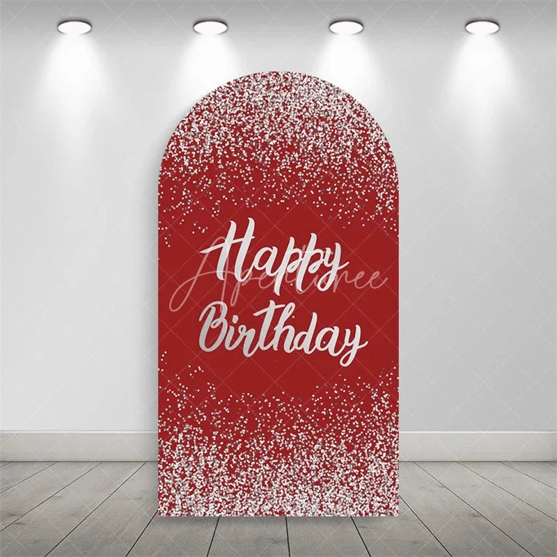 Aperturee - Aperturee Elegant Happy Birthday Arch Backdrop Sparkling Glitter Dust Party Celebration Background