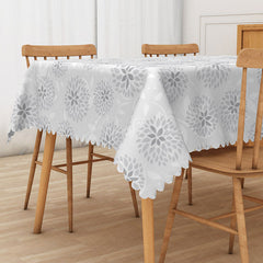 Aperturee - Aperturee Elegant Hydrangea Floral Rectangle Tablecloth with Repeating Pattern for Wedding and Bridal Shower Decor
