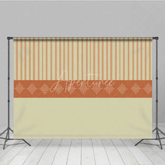 Aperturee - Aperturee Elegant Indian Pattern Stripe Backdrop Beige and Orange Traditional Decorative Party Banner