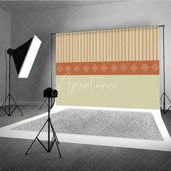 Aperturee - Aperturee Elegant Indian Pattern Stripe Backdrop Beige and Orange Traditional Decorative Party Banner