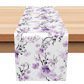 Aperturee - Aperturee Elegant Ink Wash Floral Table Runner Abstract Chinese Painting Style Art Moody and Romantic Kitchen Decor