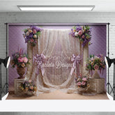 Aperturee - Aperturee Elegant Lavender and Cream Lace Floral Photography Backdrop Romantic Baby Shower Wedding Decor