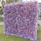 Aperturee - Aperturee Elegant Lavender and Pink Rose Artificial Flower Wall Beautiful Romantic Wedding Party and Event Decor