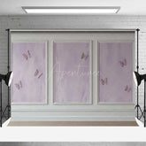 Aperturee Aperturee Elegant Lavender Wall Photography Backdrop with Gold Butterflies Classic Molding Panel Studio Photo Prop Decor