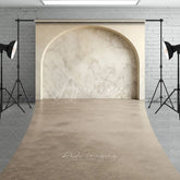 Aperturee - Aperturee Elegant Light Beige Marble Arch Sweep Backdrop Modern Minimalist Studio Photography Background