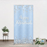 Aperturee - Aperturee Elegant Light Blue Brushed Glitter Diamond Happy Retirement Rectangle Arch Backdrop Celebration Party Decor