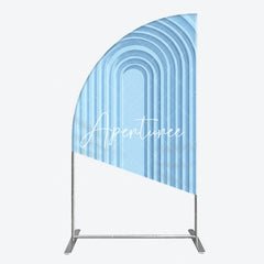 Aperturee - Aperturee Elegant Light Blue Layered Geometric Half Moon Arch Backdrop Modern Minimalist Party Decor for Weddings and Events
