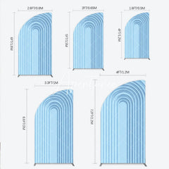 Aperturee - Aperturee Elegant Light Blue Layered Geometric Half Moon Arch Backdrop Modern Minimalist Party Decor for Weddings and Events