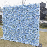 Aperturee - Aperturee Elegant Light Blue Rose and White Filler Artificial Flower Wall Perfect for Wedding and Party Decor