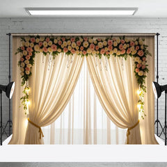 Aperturee - Aperturee Elegant Lighted Floral Window Accent Wedding Backdrop