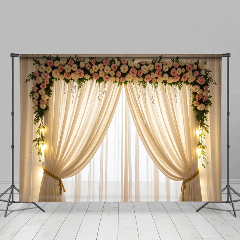 Aperturee - Aperturee Elegant Lighted Floral Window Accent Wedding Backdrop