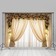 Aperturee - Aperturee Elegant Lighted Floral Window Accent Wedding Backdrop