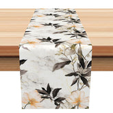 Aperturee - Aperturee Elegant Marble Table Runner with Gold and Floral Leaf Accents Modern Abstract Design for Wedding or Dining