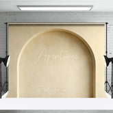 Aperturee - Aperturee Elegant Minimalist Light Beige Arched Wall Photography Backdrop Modern Textured Plaster Design for Portraits