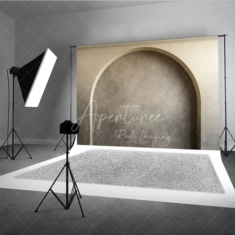 Aperturee - Aperturee Elegant Neutral Beige Arch Photography Backdrop Modern Textured Wall Studio Prop for Portraits