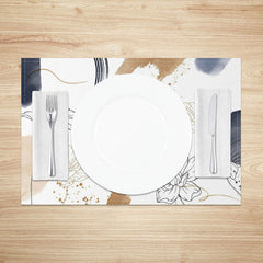 Aperturee - Aperturee Elegant Painted Floral Placemats Set of 4 Sweet Botanical Art for Wedding and Bridal Shower Table Decor