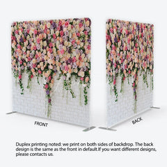 Aperturee - Aperturee Elegant Pastel Rose Flower Wall Square Double-Sided Backdrop with Greenery for Wedding Party Photography