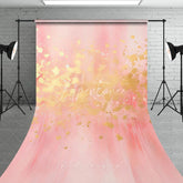 Aperturee - Aperturee Elegant Pink and Gold Glitter Abstract Sweep Backdrop Dreamy Celebration Party and Professional Photo Decor