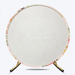 Aperturee - Aperturee Elegant Pink and Gold Glitter Graduation Round Backdrop Floral Congrats GRAD Design for Party Decor