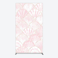 Aperturee - Aperturee Elegant Pink and Gold Scallop Shell Pattern Rectangle Arch Backdrop Delicate Mermaid Theme Baby Shower Party Decor