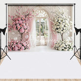 Aperturee - Aperturee Elegant Pink and White Floral Tree Archway Combo Set Backdrop Garden Door Wedding Baby Shower Decor