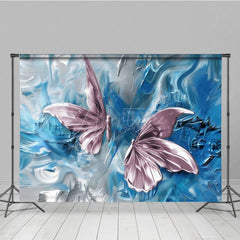 Aperturee - Aperturee Elegant Pink Blue Abstract Butterfly Photo Backdrop