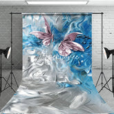 Aperturee - Aperturee Elegant Pink Blue Abstract Butterfly Sweep Backdrop