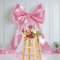Aperturee - Aperturee Elegant Pink Bow Photo Backdrop For Studio Sessions