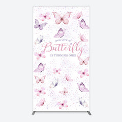 Aperturee - Aperturee Elegant Pink Butterfly 1st Birthday Rectangle Backdrop