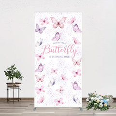 Aperturee - Aperturee Elegant Pink Butterfly 1st Birthday Rectangle Backdrop