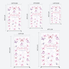 Aperturee - Aperturee Elegant Pink Butterfly 1st Birthday Rectangle Backdrop