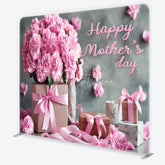 Aperturee - Aperturee Elegant Pink Carnations and Gift Boxes Square Double-Sided Backdrop Happy Mother’s Day Celebration Decor