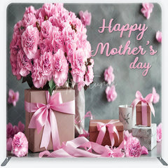 Aperturee - Aperturee Elegant Pink Carnations and Gift Boxes Square Double-Sided Backdrop Happy Mother’s Day Celebration Decor